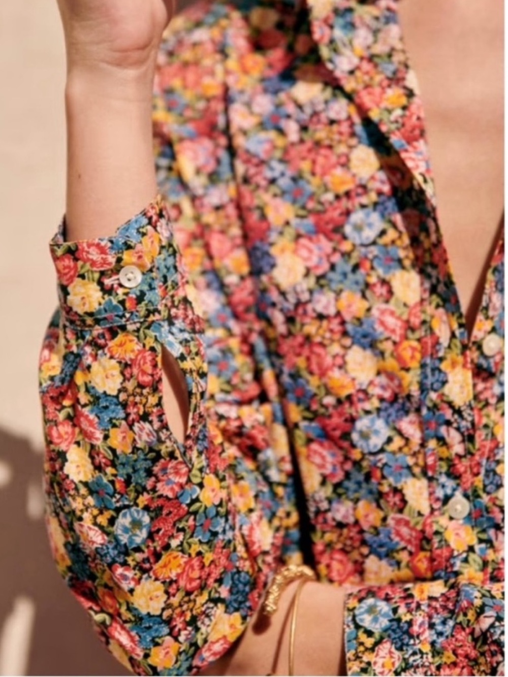 Sezane Floral Button-Down Shirt in Multi-Color - Picture 3 of 7